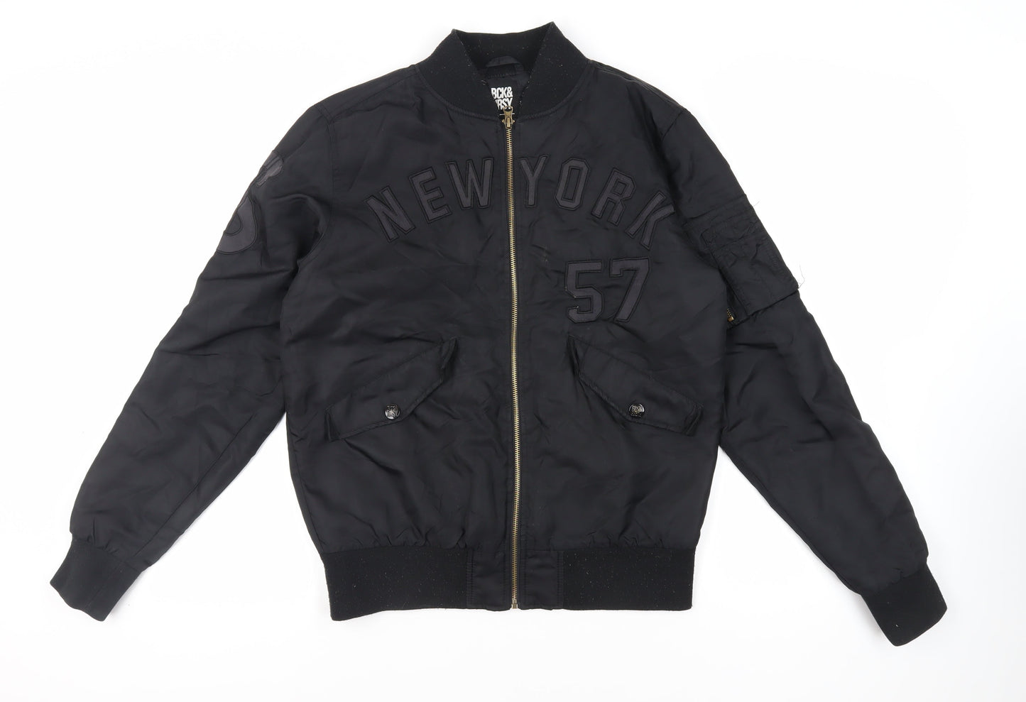 Mens UK Size S BCK & HRSY Black Bomber Jacket