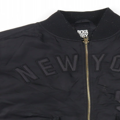 Mens UK Size S BCK & HRSY Black Bomber Jacket