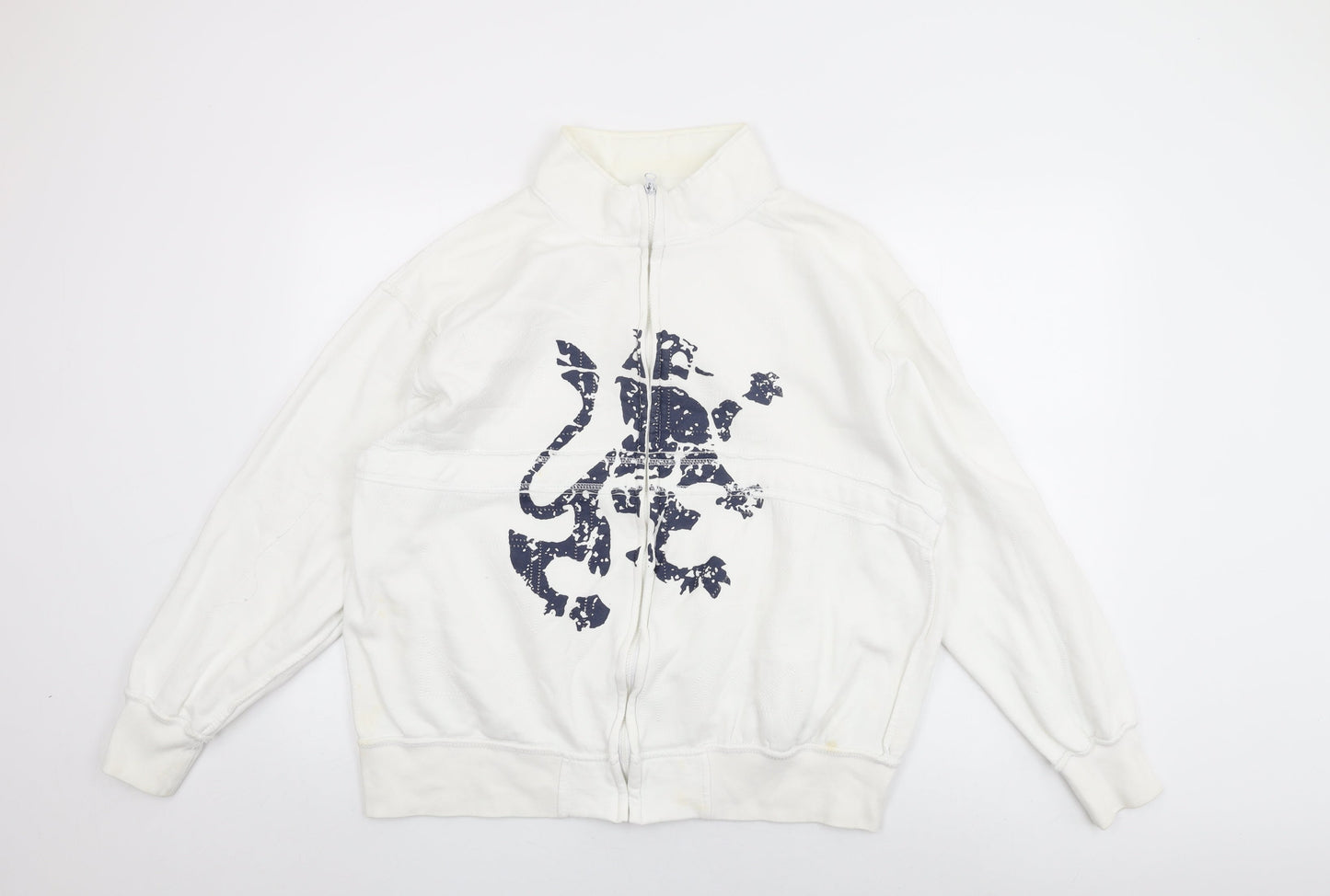 Daniel Lei Mens White Cotton Full Zip Sweatshirt Size XL
