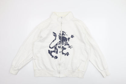 Daniel Lei Mens White Cotton Full Zip Sweatshirt Size XL