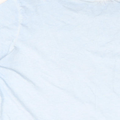 Oasis Womens Blue Cotton Basic T-Shirt Size L Round Neck - Joie De Vivre