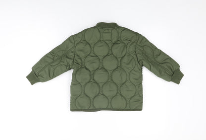 John Lewis Boys Green Quilted Coat Size 4 Years Zip