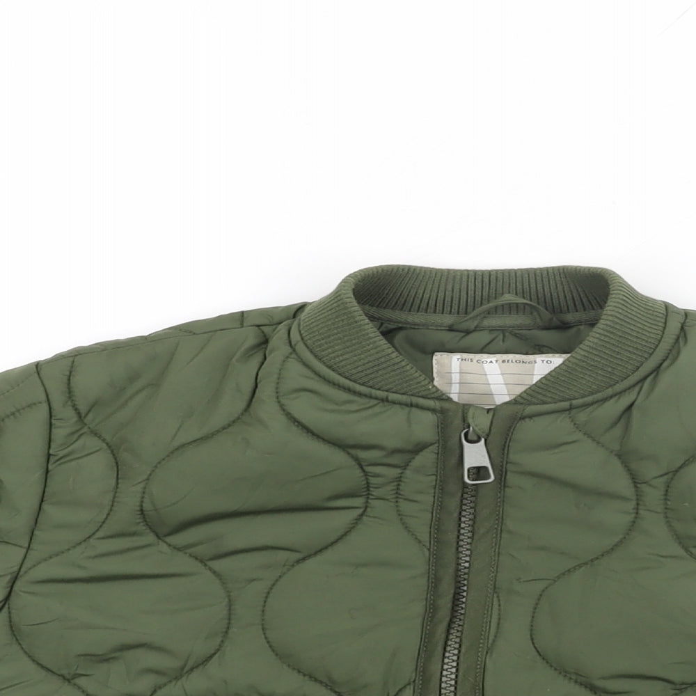 John Lewis Boys Green Quilted Coat Size 4 Years Zip