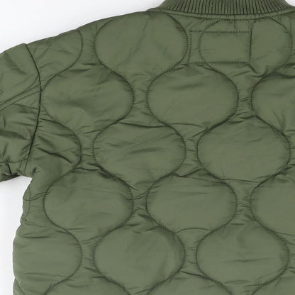 John Lewis Boys Green Quilted Coat Size 4 Years Zip