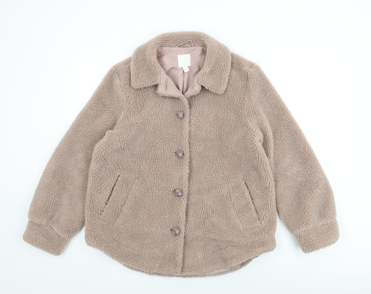 H&M Womens Beige Jacket Coat Size 8 Button