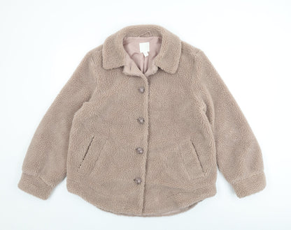 H&M Womens Beige Jacket Coat Size 8 Button
