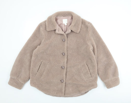 H&M Womens Beige Jacket Coat Size 8 Button