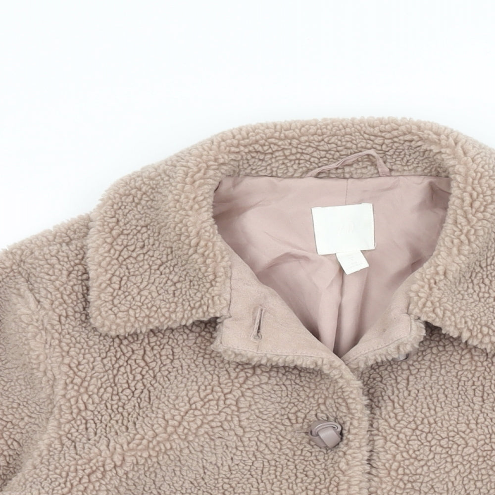 H&M Womens Beige Jacket Coat Size 8 Button