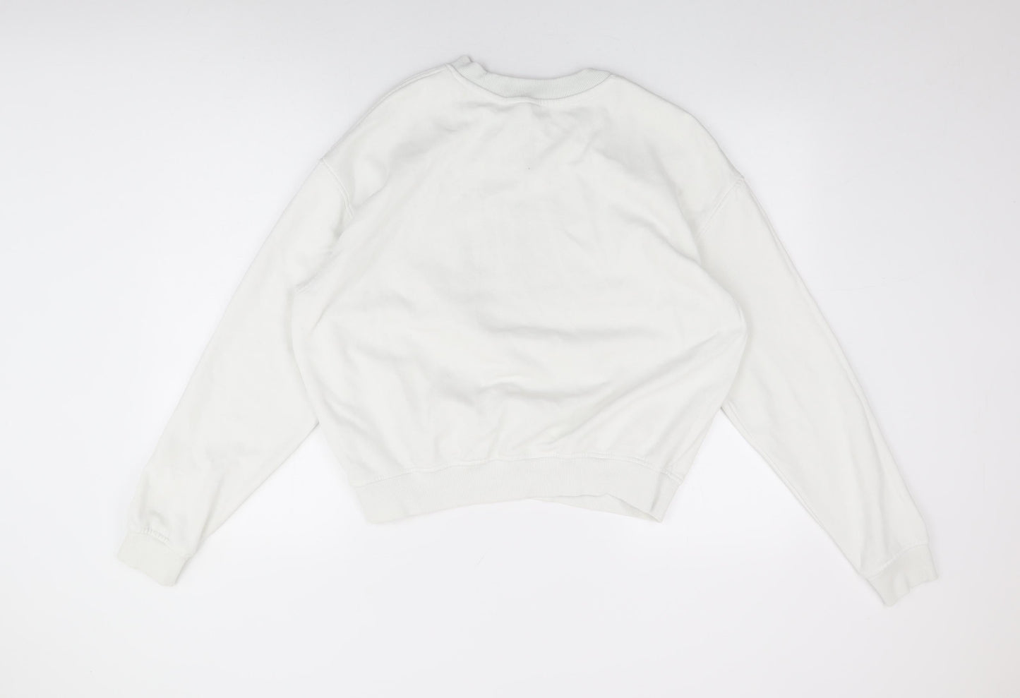 H&M Womens White Cotton Pullover Sweatshirt Size L Pullover - Saint Moritz