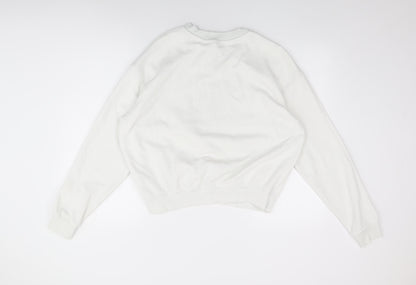 H&M Womens White Cotton Pullover Sweatshirt Size L Pullover - Saint Moritz