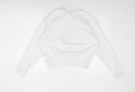 H&M Womens White Cotton Pullover Sweatshirt Size L Pullover - Saint Moritz