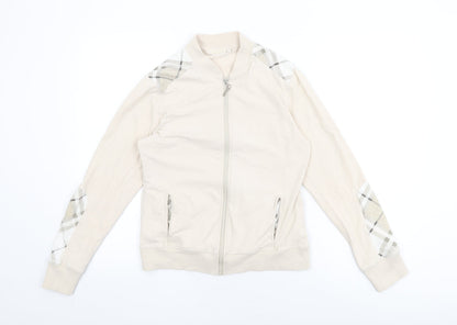 Daily Womens Pink Plaid Cotton Full Zip Sweatshirt Size M Zip