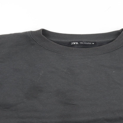 Zara Womens Grey Cotton Pullover Sweatshirt Size S Pullover