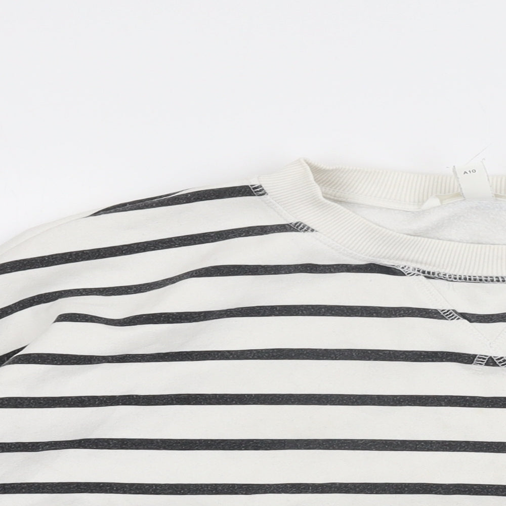 H&M Womens White Striped Cotton Pullover Sweatshirt Size XL Pullover