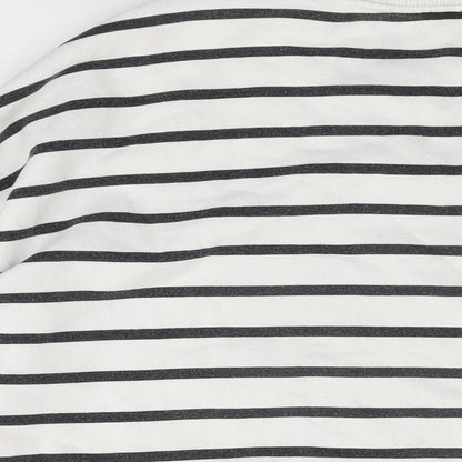 H&M Womens White Striped Cotton Pullover Sweatshirt Size XL Pullover