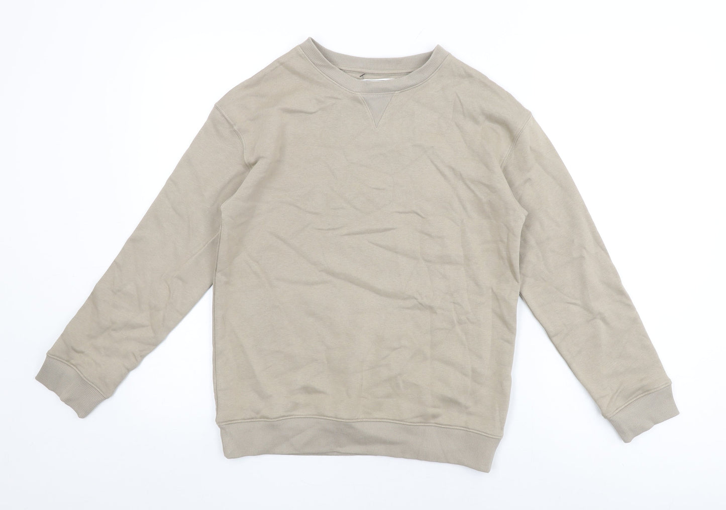 Marks and Spencer Boys Beige Cotton Pullover Sweatshirt Size 11-12 Years Pullover