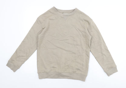 Marks and Spencer Boys Beige Cotton Pullover Sweatshirt Size 11-12 Years Pullover