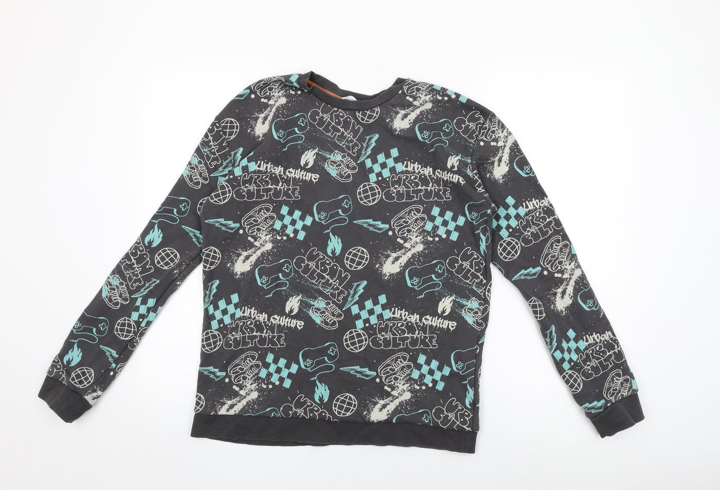 Marks and Spencer Boys Grey Cotton Pullover Sweatshirt Size 15-16 Years Pullover - Urban Culture