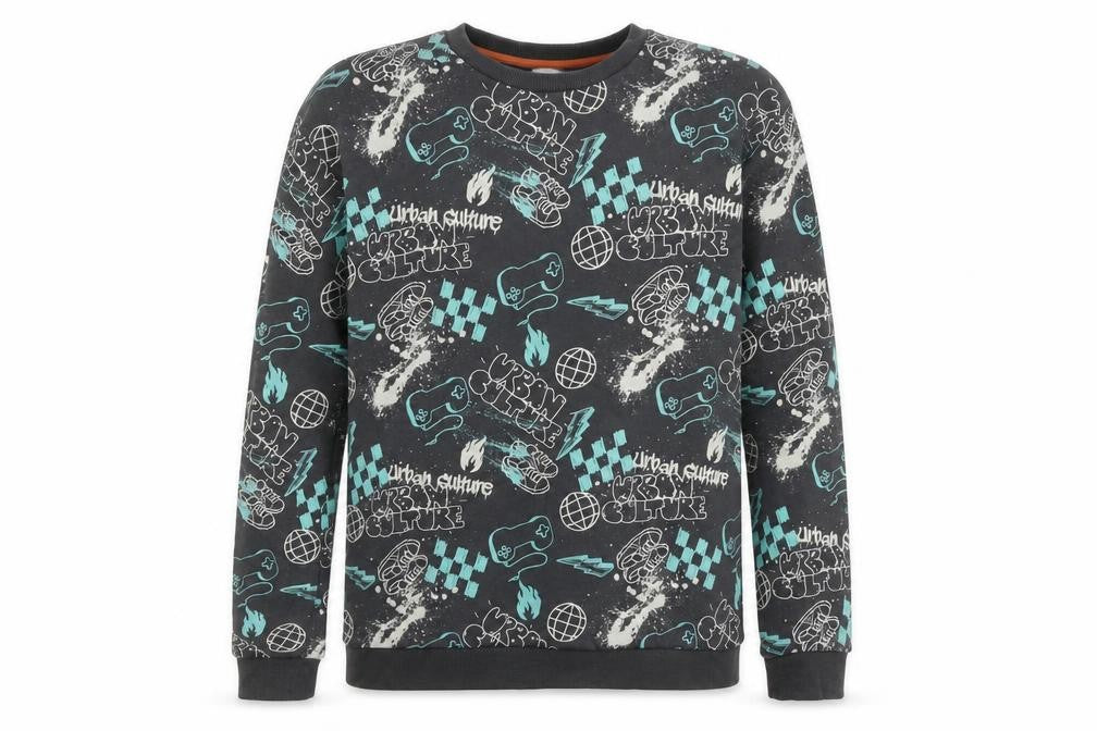 Marks & Spencer Boys Grey Cotton Pullover Sweatshirt Size 15-16 Years Pullover - Urban Culture