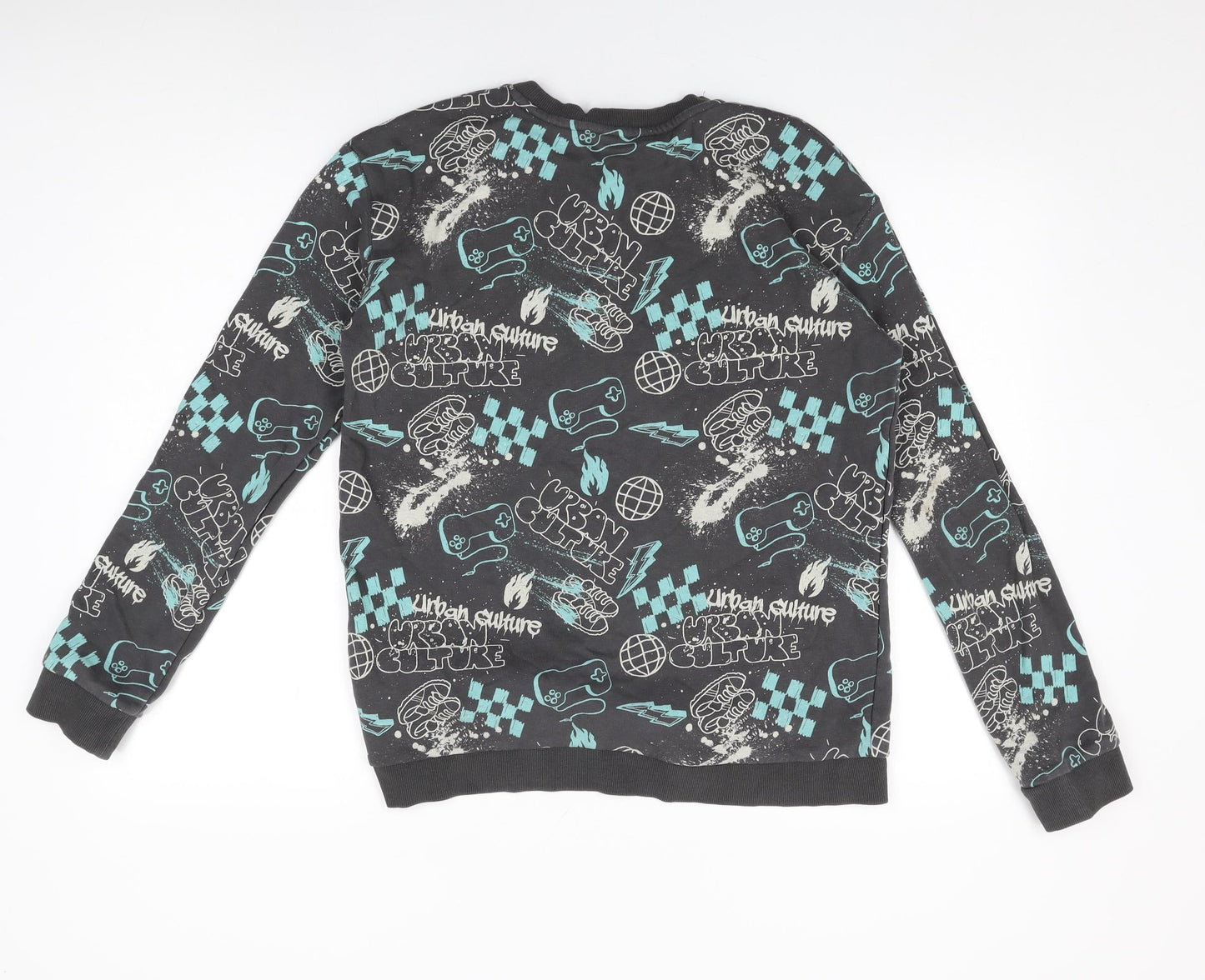 Marks and Spencer Boys Grey Cotton Pullover Sweatshirt Size 15-16 Years Pullover - Urban Culture
