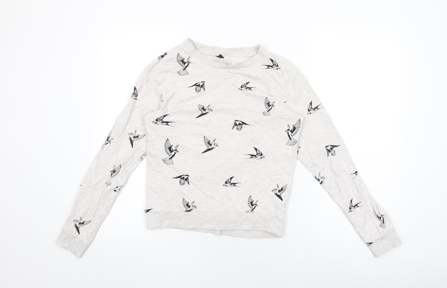 H&M Womens Grey Cotton Pullover Sweatshirt Size XS Pullover - Bird Print