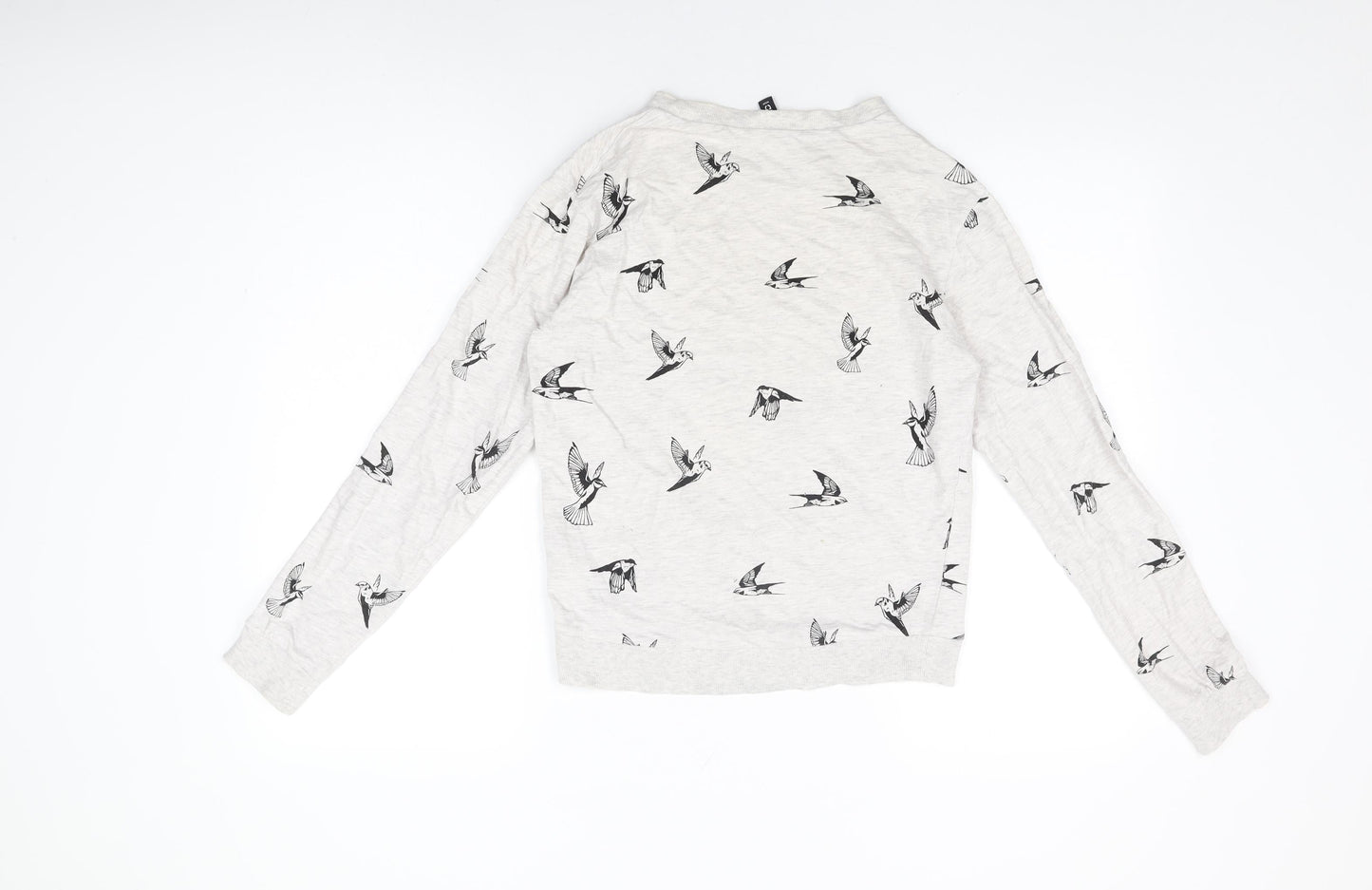 H&M Womens Grey Cotton Pullover Sweatshirt Size XS Pullover - Bird Print
