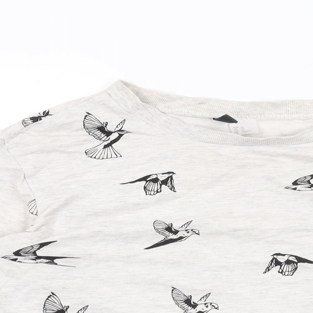 H&M Womens Grey Cotton Pullover Sweatshirt Size XS Pullover - Bird Print