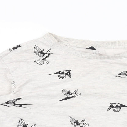 H&M Womens Grey Cotton Pullover Sweatshirt Size XS Pullover - Bird Print