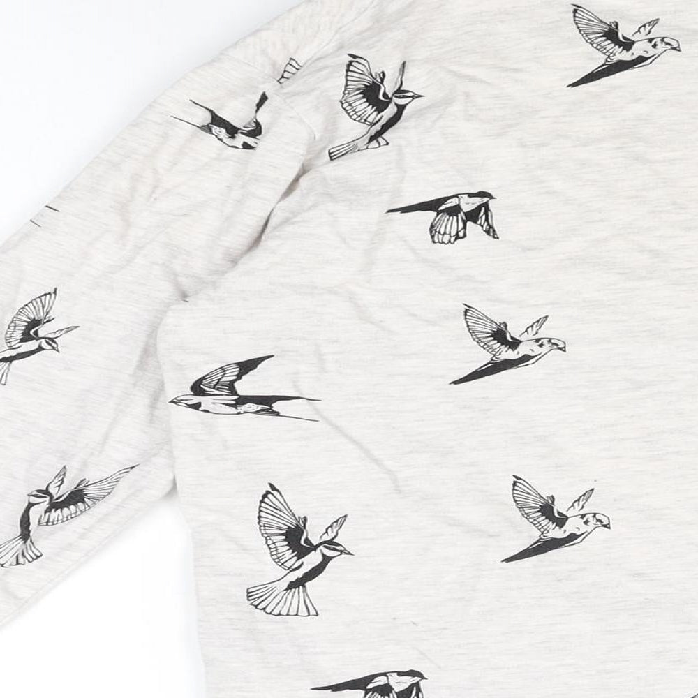 H&M Womens Grey Cotton Pullover Sweatshirt Size XS Pullover - Bird Print