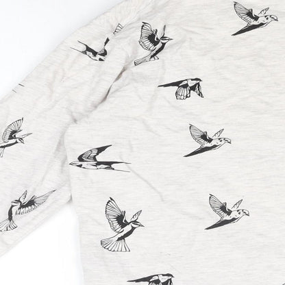 H&M Womens Grey Cotton Pullover Sweatshirt Size XS Pullover - Bird Print