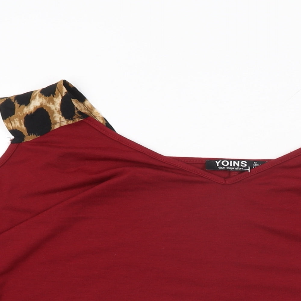 Womens UK Size 8 Yoins Red Basic T-Shirt