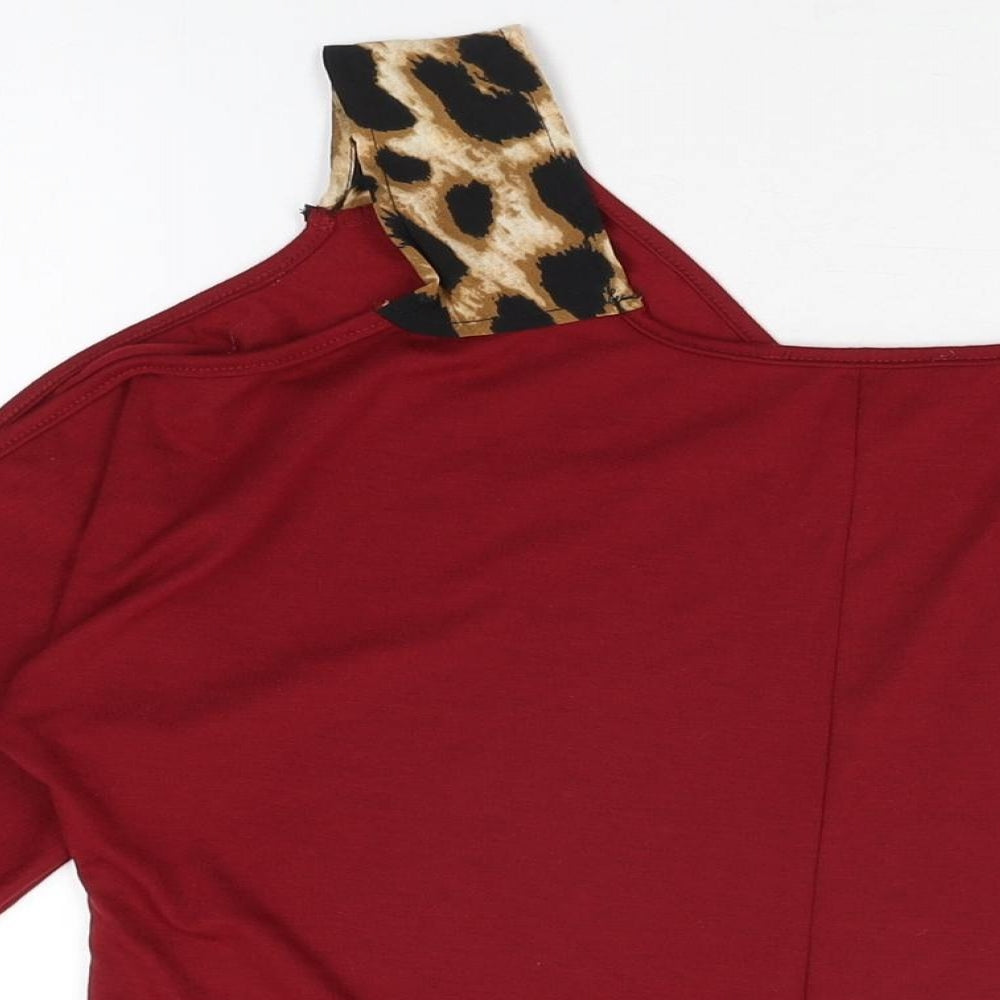 Womens UK Size 8 Yoins Red Basic T-Shirt