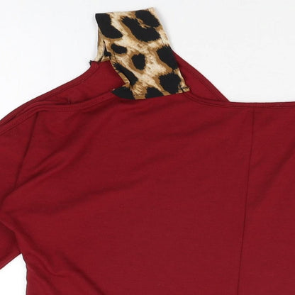 Womens UK Size 8 Yoins Red Basic T-Shirt
