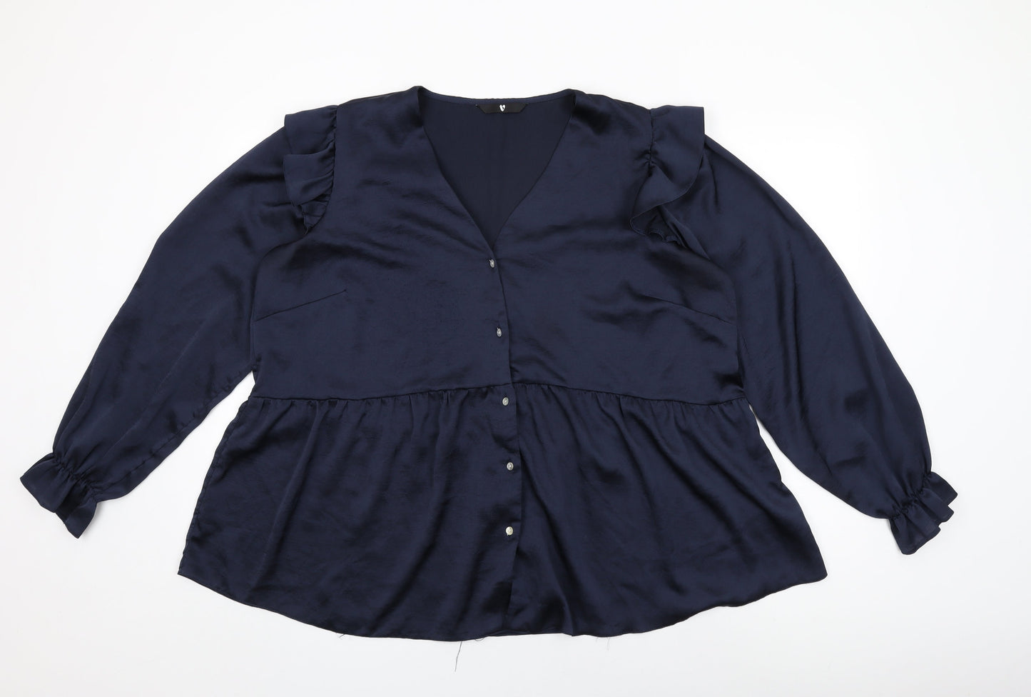 Womens UK Size 18 Very Blue Basic Button-Up
