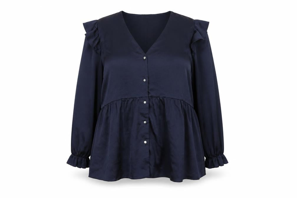 Womens UK Size 18 Very Blue Basic Button-Up