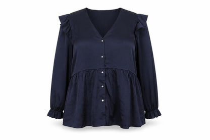 Womens UK Size 18 Very Blue Basic Button-Up