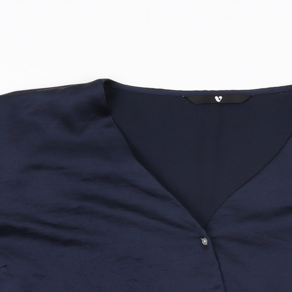 Womens UK Size 18 Very Blue Basic Button-Up