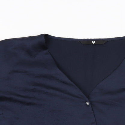Womens UK Size 18 Very Blue Basic Button-Up
