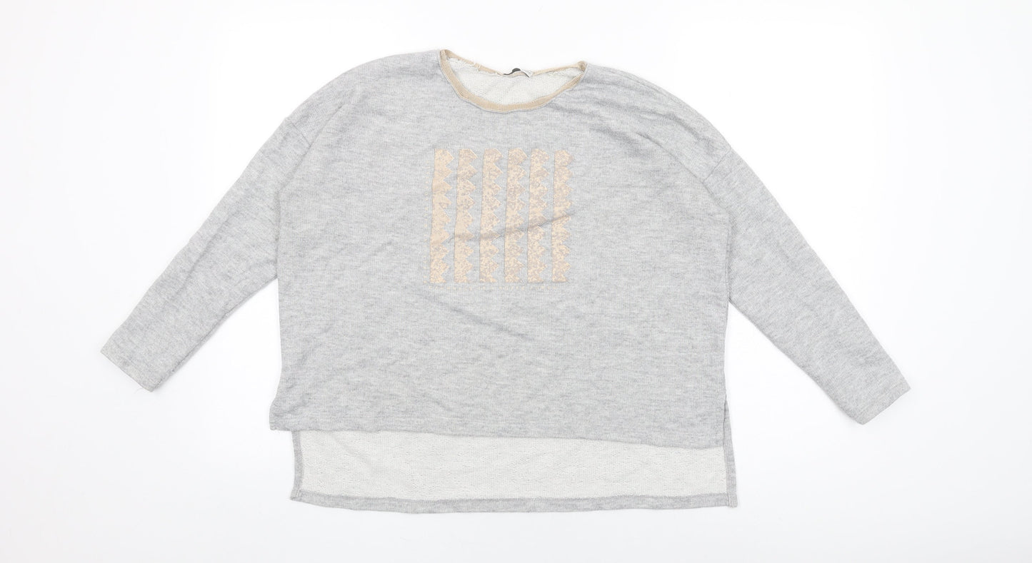 Womens UK Size S Zara Grey Basic T-Shirt