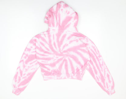 Pindydoll Girls Pink Geometric Cotton Pullover Hoodie Size 14-15 Years Pullover - Tie Dye