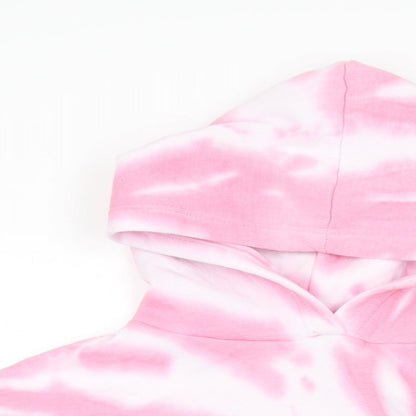 Pindydoll Girls Pink Geometric Cotton Pullover Hoodie Size 14-15 Years Pullover - Tie Dye