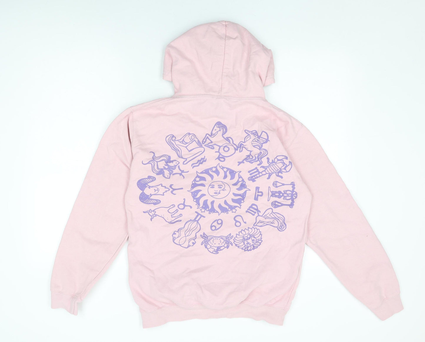 HNR LDN Womens Pink Cotton Pullover Hoodie Size XS Pullover - Sun Print, Star Signs