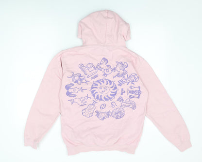 HNR LDN Womens Pink Cotton Pullover Hoodie Size XS Pullover - Sun Print, Star Signs