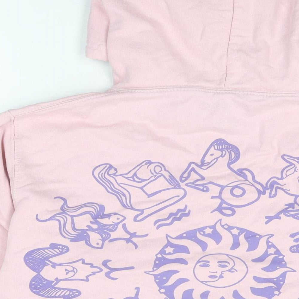 HNR LDN Womens Pink Cotton Pullover Hoodie Size XS Pullover - Sun Print, Star Signs
