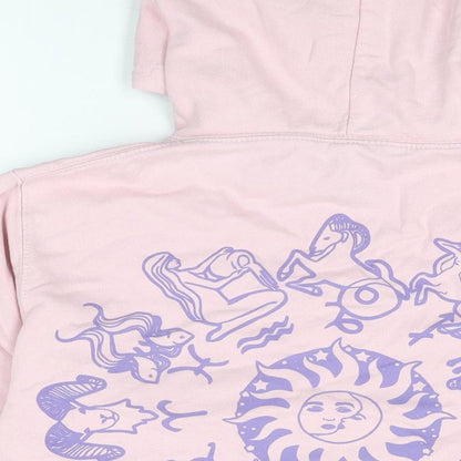 HNR LDN Womens Pink Cotton Pullover Hoodie Size XS Pullover - Sun Print, Star Signs