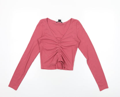 Womens UK Size XS Monki Pink Basic T-Shirt