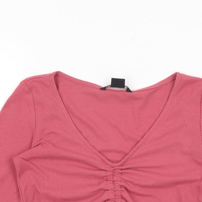 Womens UK Size XS Monki Pink Basic T-Shirt