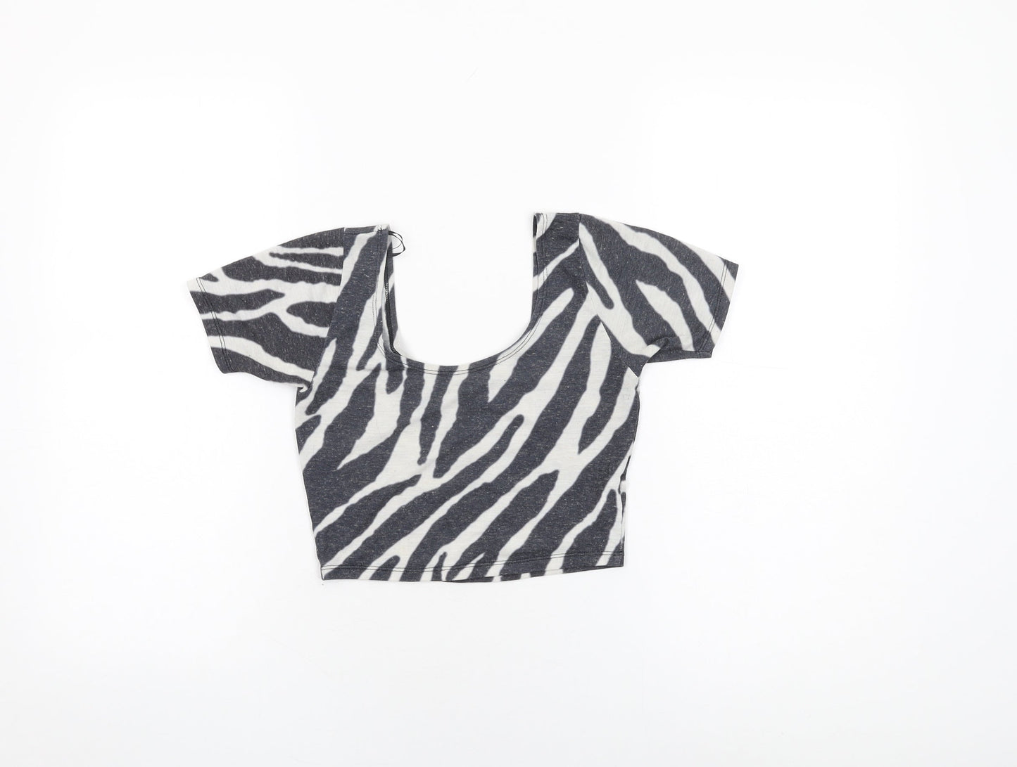 Womens UK Size 6 River Island Black Cropped T-Shirt