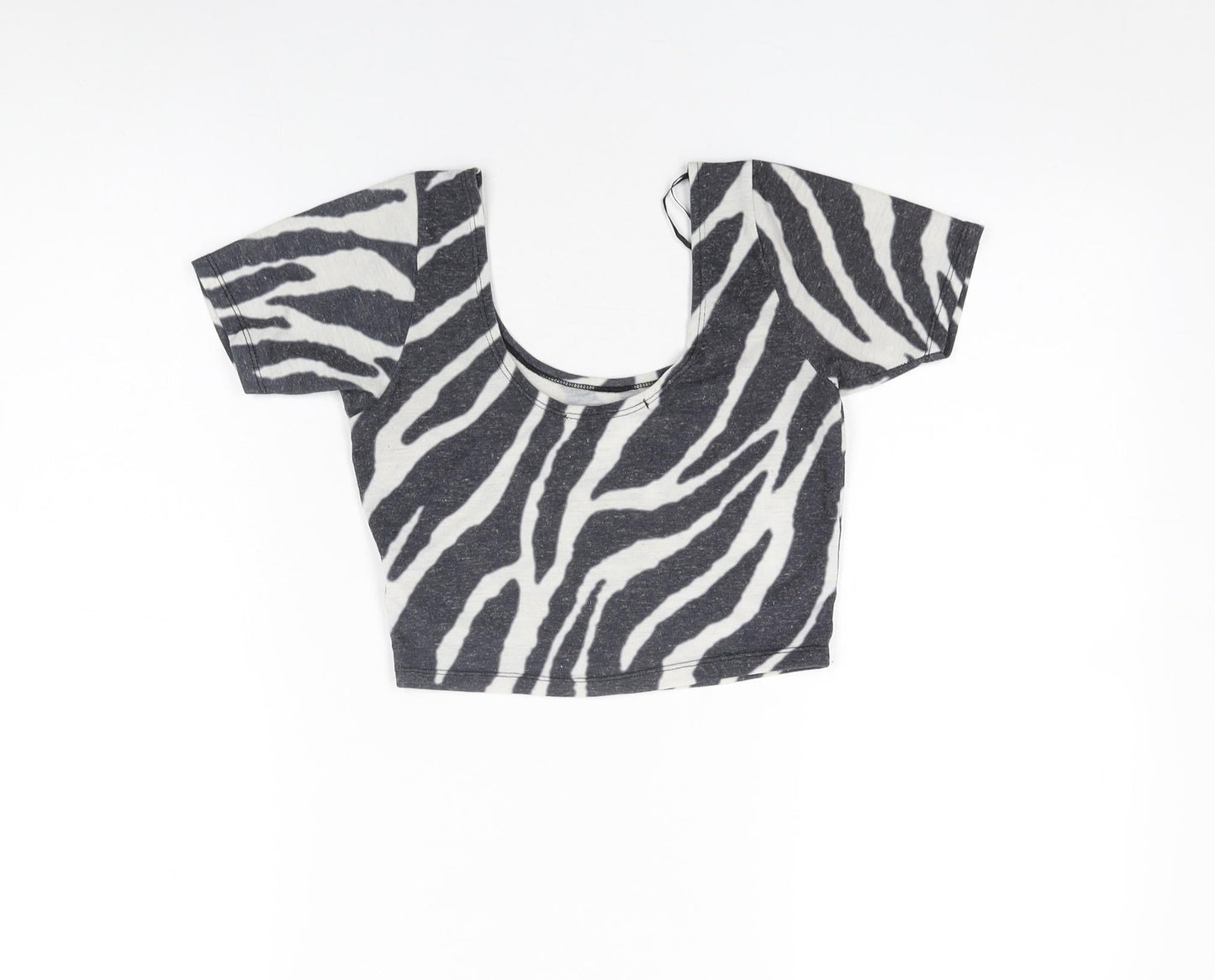 Womens UK Size 6 River Island Black Cropped T-Shirt