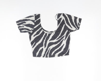 Womens UK Size 6 River Island Black Cropped T-Shirt